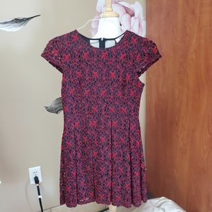Couture Red and Black Lace dress